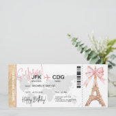 Paris Surprise Birthday boarding Pass Ticket Kaart (Staand voorkant)
