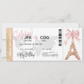 Paris Surprise Birthday boarding Pass Ticket Kaart (Voorkant)