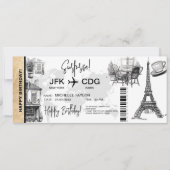 Paris Surprise Birthday boarding Pass Ticket Kaart (Voorkant)