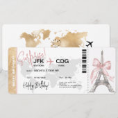 Paris Surprise Birthday boarding Pass Ticket Kaart (Voorkant / Achterkant)