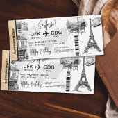 Paris Surprise Birthday boarding Pass Ticket Kaart