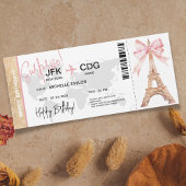 Paris Surprise Birthday boarding Pass Ticket Kaart