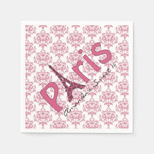 Paris Sweet 16 Damask Verjaardagsservetten Servetten (Voorkant)