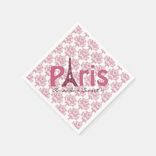 Paris Sweet 16 Damask Verjaardagsservetten Servetten (Hoek)