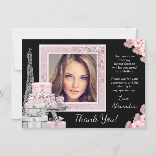 Paris Sweet 16 Dankkaartjes Bedankkaart (Voorkant)