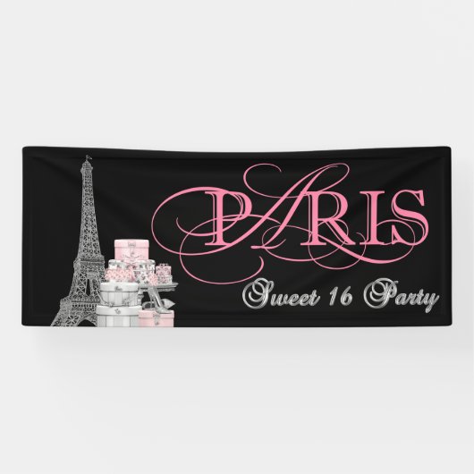 Paris Sweet 16 Feest Spandoek (Horizontaal)
