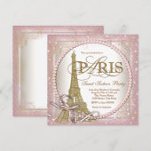 Paris Sweet 16 Party Roze en Gouden Parel Kaart (Voorkant / Achterkant)