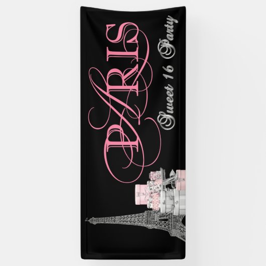 Paris Sweet 16 Party Spandoek (Verticaal)