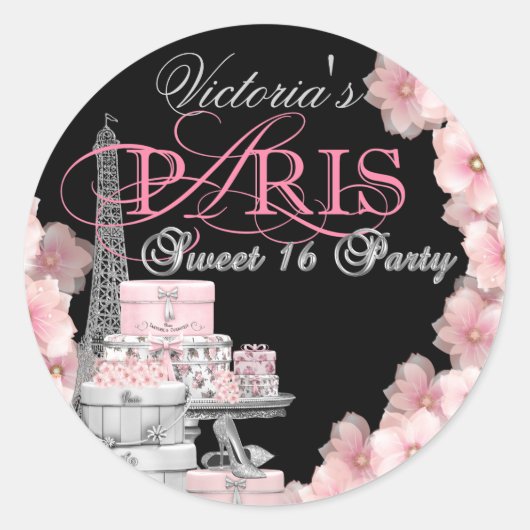 Paris Sweet 16 verjaardagsfeestje Ronde Sticker (Voorkant)