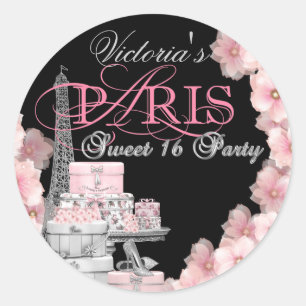 Paris Sweet 16 verjaardagsfeestje Ronde Sticker