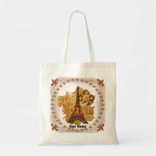 Paris tas met eigen naam Tote Bag (Voorkant)