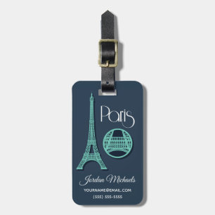 Paris Teal Bagagelabel