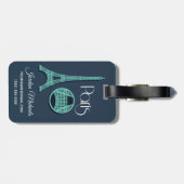 Paris Teal Bagagelabel (Achterkant horizontaal)