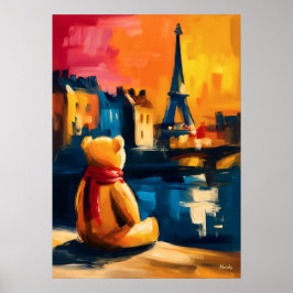 Paris Teddy Fauvist Eiffel Tower Sunset Print