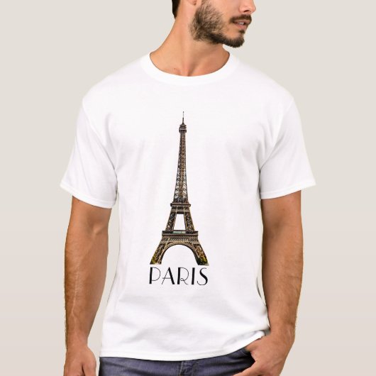 Paris tekst met Eiffeltoren T-Shirt (Voorkant)