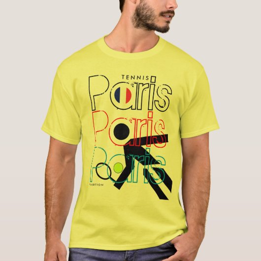Paris Tennis French Open Flag Yellow T-Shirt (Voorkant)
