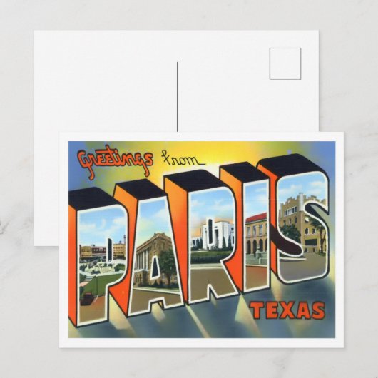 Paris, Texas  Big Letters Briefkaart (Voorkant / Achterkant)