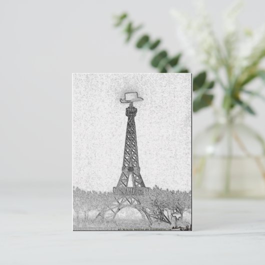 Paris, Texas Eiffel Tower Drawing Briefkaart (Staand voorkant)