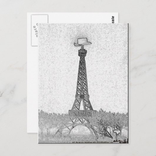 Paris, Texas Eiffel Tower Drawing Briefkaart (Voorkant / Achterkant)