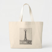 Paris, Texas Eiffel Tower Drawing Grote Tote Bag (Voorkant)