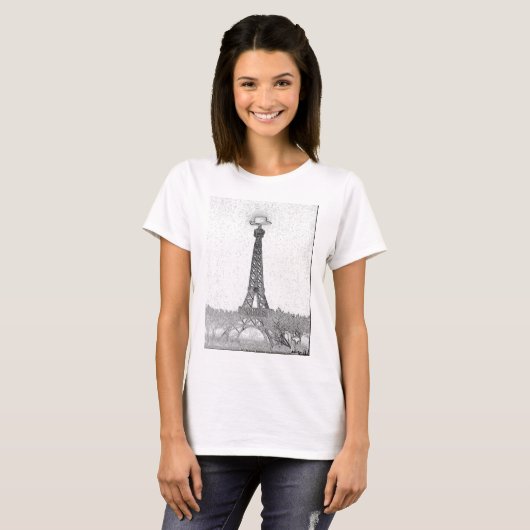 Paris, Texas Eiffel Tower Drawing T-shirt (Voorkant volledig)