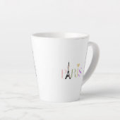  Paris Text & Eiffel Tower Latte Coffee Mok (Rechterhoek)