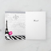 Paris Thank You Card Eiffel Tower Jewelry Zebra Bedankkaart (Binnen)