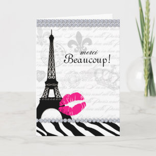 Paris Thank You Card Eiffel Tower Jewelry Zebra Bedankkaart