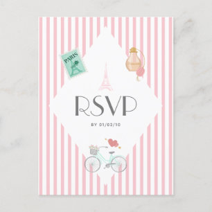 Paris Thed Wedding RSVP Uitnodiging Briefkaart