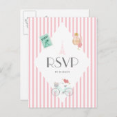 Paris Thed Wedding RSVP Uitnodiging Briefkaart (Voorkant / Achterkant)