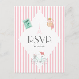 Paris Thed Wedding RSVP Uitnodiging Briefkaart