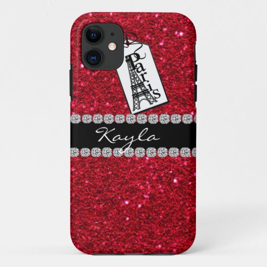 Paris Them Crystal BLING RUBY RED IPHONE 5 Hoesje (Achterkant)
