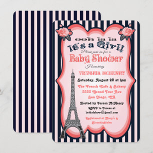 Paris thema Baby Shower-uitnodigingen Kaart