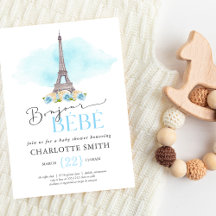 Paris Thema Bonjour Bébé Baby Shower Uitnodiging