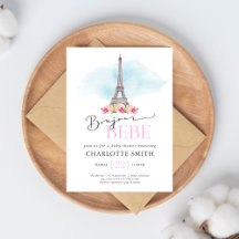 Paris Thema Bonjour Bébé Baby Shower Uitnodiging