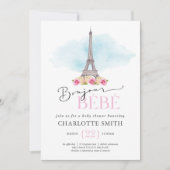 Paris Thema Bonjour Bébé Baby Shower Uitnodiging (Voorkant)