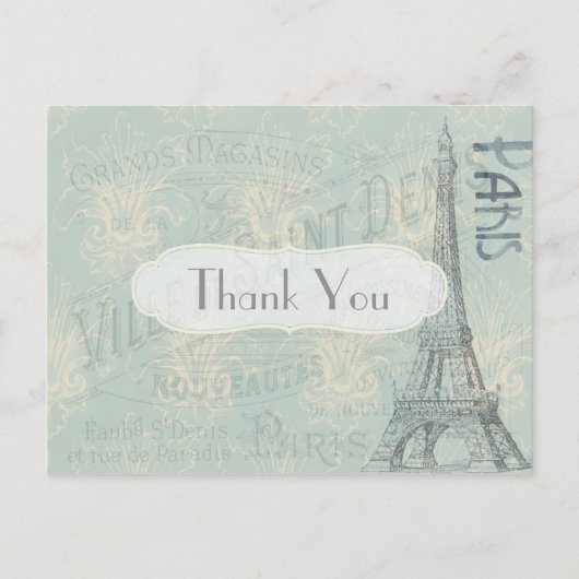 Paris Thema Dankjewel Briefkaart (Voorkant)