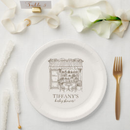 Paris Thema Franse Banketbakkerij Baby Shower Papieren Bordje