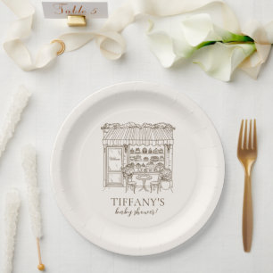 Paris Thema Franse Banketbakkerij Baby Shower Papieren Bordje