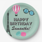 Paris Thema Happy Birthday Paper Bord (Voorkant)