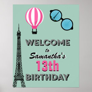 Paris Thema Happy Birthday Welkom Poster teken