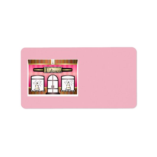 Paris Thema Roze Franse patisserie Etiket (Voorkant)