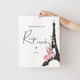 Paris thema script laat hier uw receptkaart poster