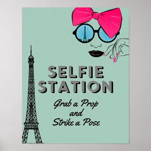 Paris Thema Selfie Station Verjaardag Poster teken (Voorkant)