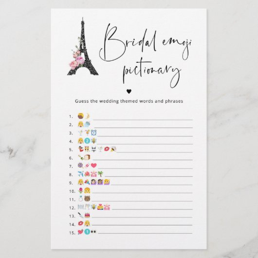 Paris thema vrijgezellenfeest emoji pictionary gam (Voorkant)
