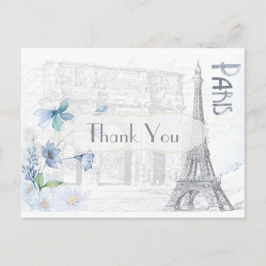 Paris Themap Dank Je Briefkaart (Voorkant)