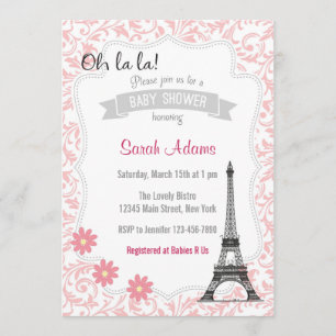 Paris Theme Baby shower Invitation Kaart