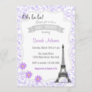 Paris Theme Baby shower Invitation Kaart