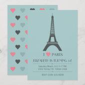 Paris Theme Birthday Uitnodiging (Voorkant / Achterkant)
