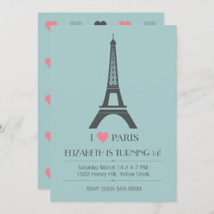 Paris Theme Birthday Uitnodiging